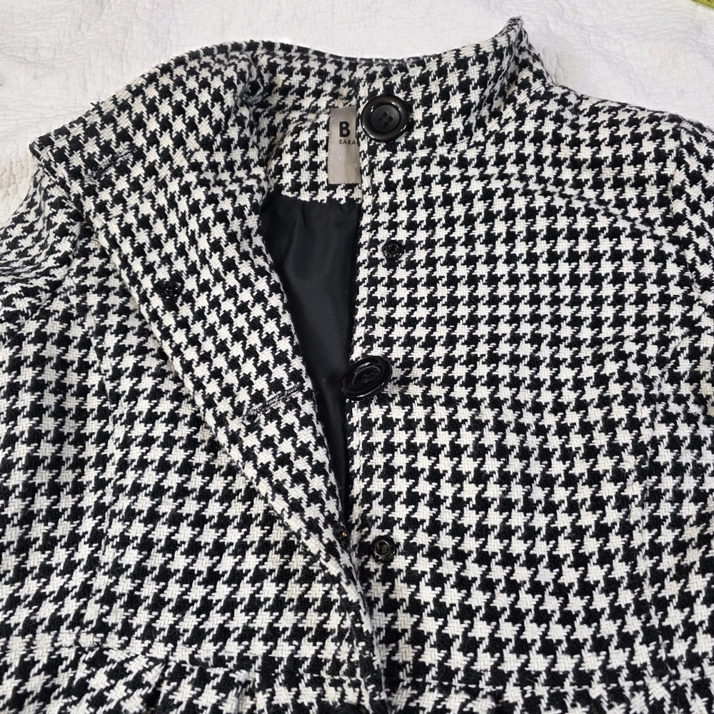 BITTEN by Sarah Jessica Parker Black And White Houndstooth Wool Coat - Picture 8 of 12